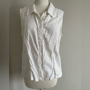 Christopher and Banks - linen -sleeveless collared shirt -S
